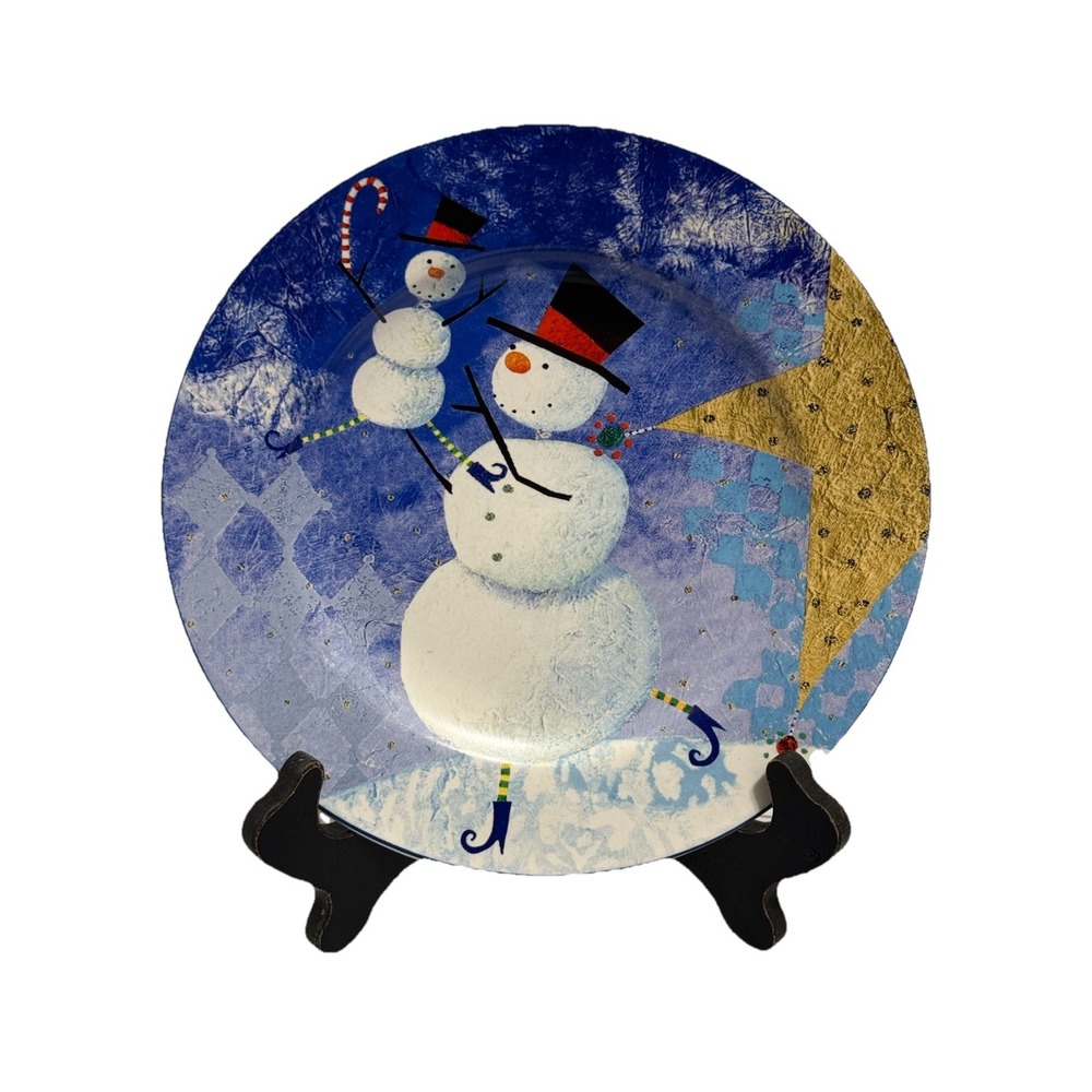 Sakura Oneida Zulauf SNOW PALS Set Of 4 Salad Plates‎ Snowmen  All Different 8"